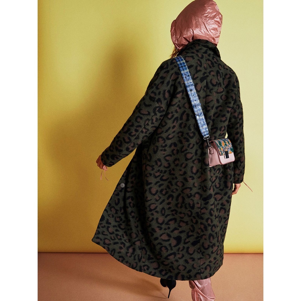 Munthe olive leopard oversized wool coat